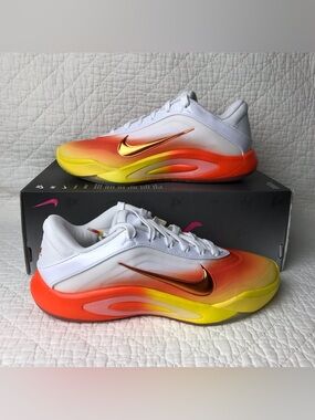 Nike A'ja Wilson A'One Shoes Women’s SZ 7.5 White Safety Orange FZ8605-103